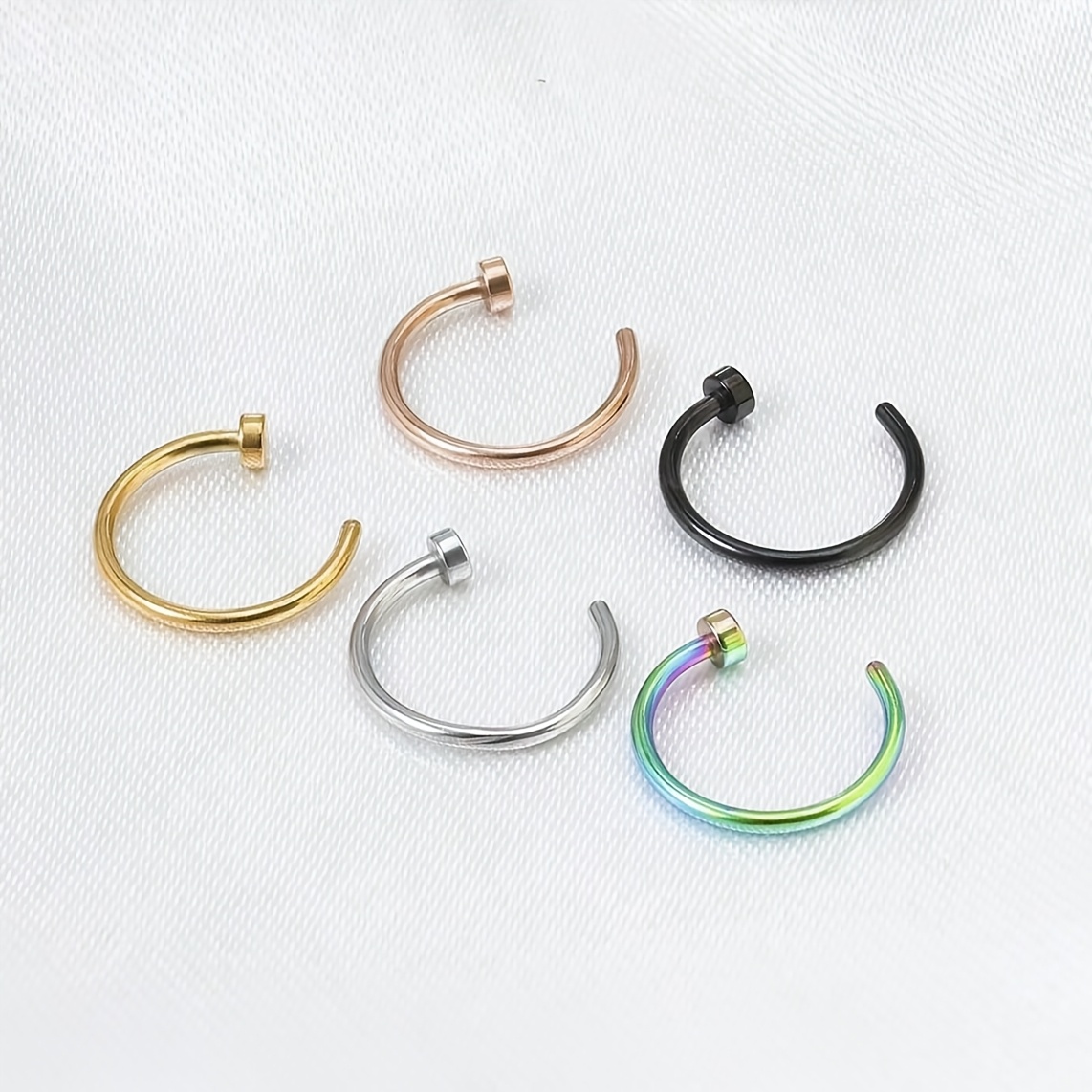 1/3/5pcs Women Fake Piercing Nose Ring C Shape Lip Ring Set